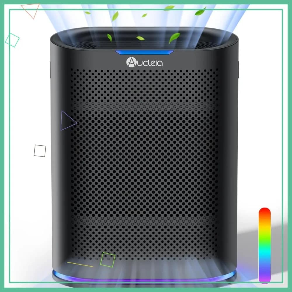 Purificatore d'aria per ambienti di grandi dimensioni, 2100 piedi quadrati, filtro HEPA H13 automatico, monitor e aromaterapia, luce a 7 colori