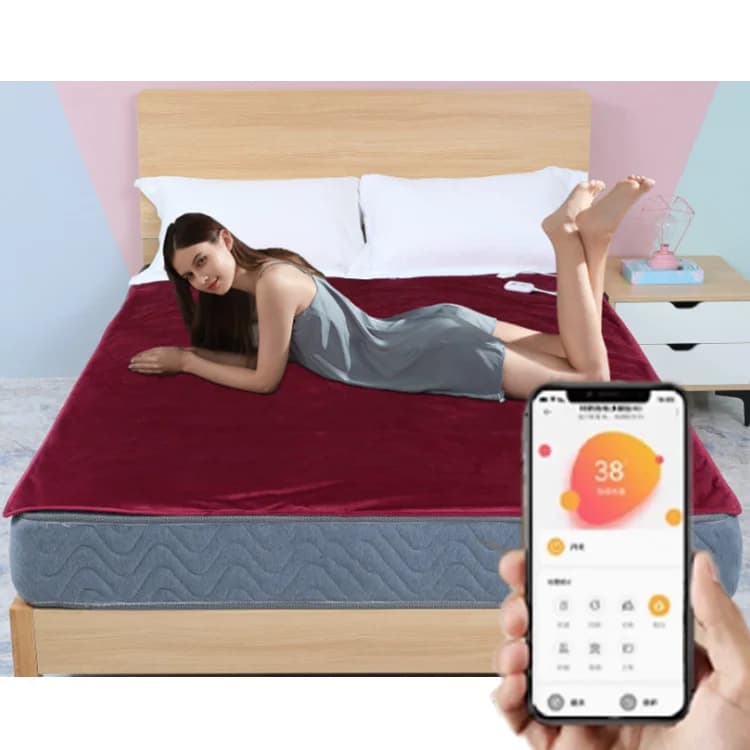 Coperta elettrica a infrarossi lontani con telecomando WiFi/Bluetooth Materasso riscaldato in grafene a infrarossi lontani lavabile e terapeutico 24V