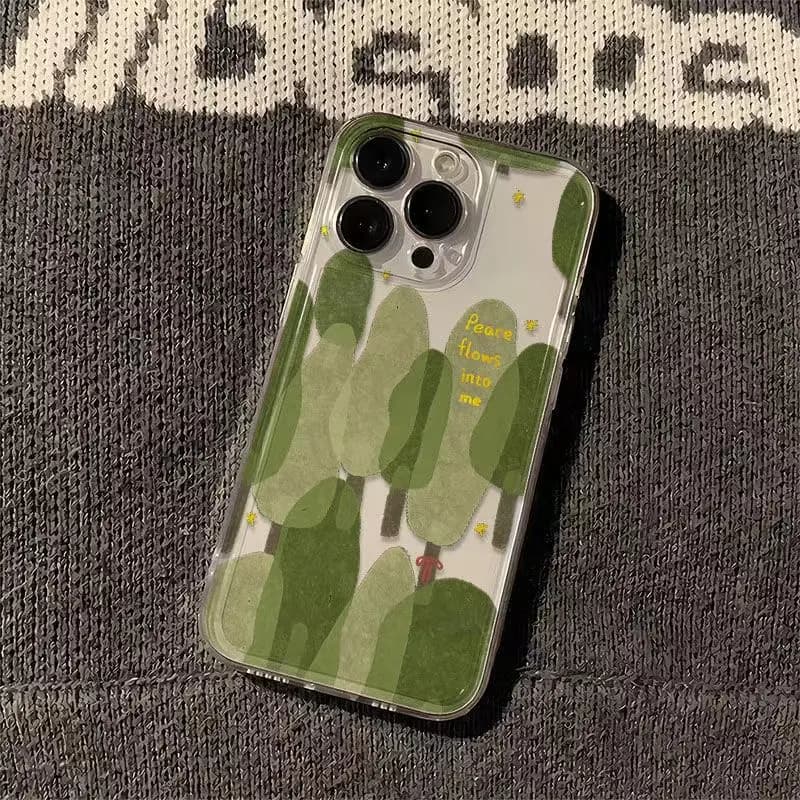 Custodie per telefoni Green Forest per iPhone 16 15 14 13 12 11 Pro Max XR 8 7 Plus 13 12 Mini Cover morbida trasparente