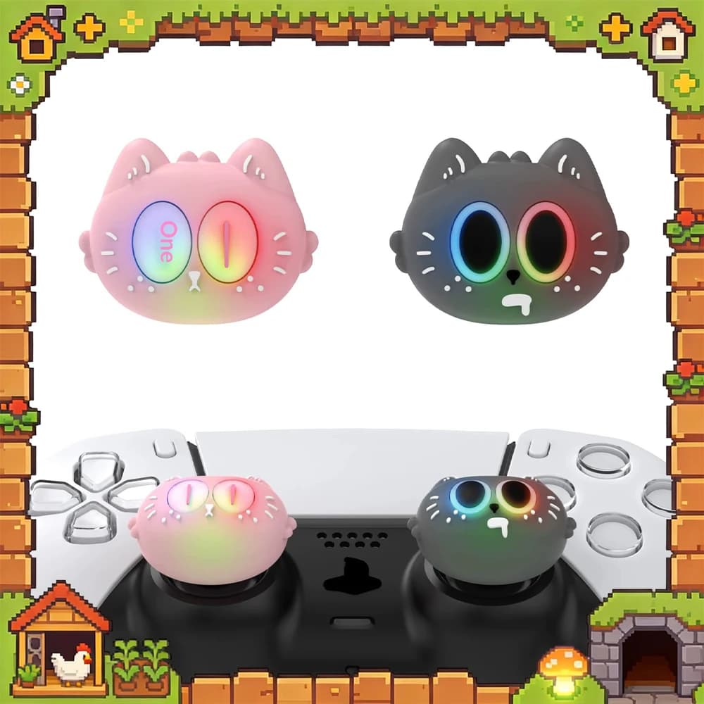PlayVital Game Rocker Cap in Silicone, Antiscivolo e Resistente al Sudore, Serie Cartoon Luminosa, Multi-Stile Opzionale