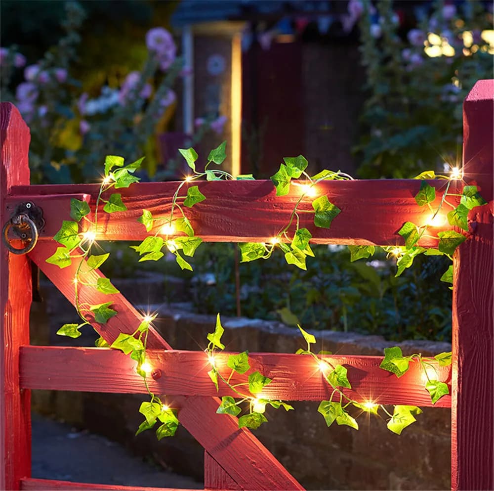 20/40/80 led luci a foglia verde edera artificiale vite fata ghirlanda luci fai da te appeso giardino luci di decorazioni di nozze di Natale