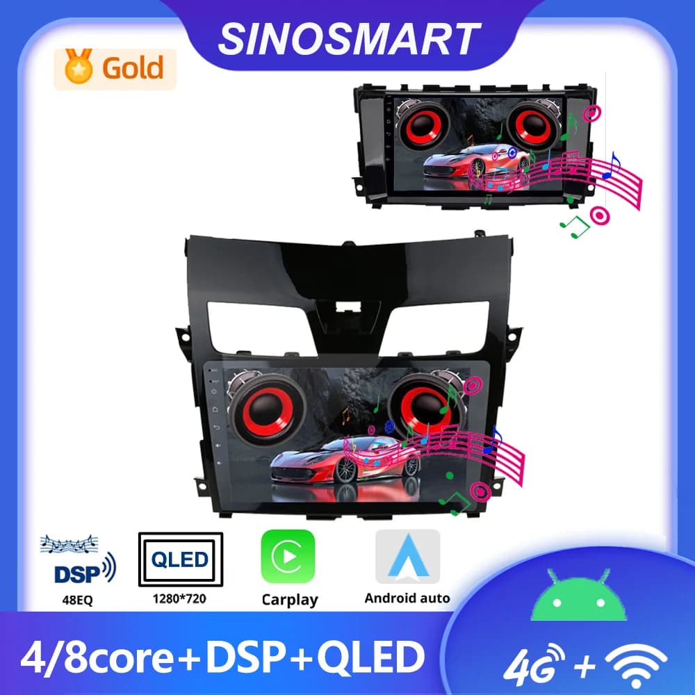 Autoradio Android SINOSMART per Nissan Teana / Altima L33 2013–2018 | Supporto camera OEM, CarPlay, GPS/navigazione, DSP