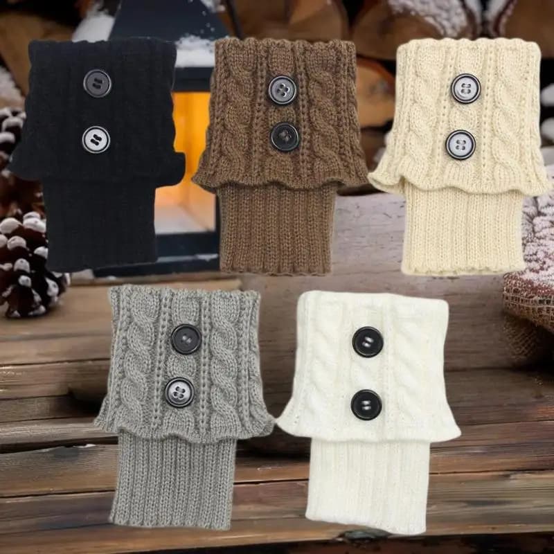 1 Paia Autunno Inverno Donna Breve Rombo Flip 2 Bottoni Scaldapiedi Calzini in Tessuto Lavorato a Maglia Copristivali Moda Scaldamuscoli