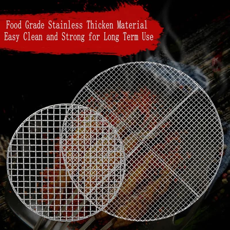 Stainless Steel 304 Food Grade 8-75CM Round BBQ Barbecue Grill Wire Grid Mesh Net