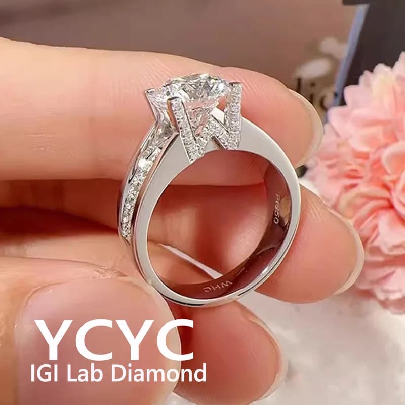Anelli di diamanti coltivati in laboratorio CVD di colore D rotondo per le donne Proposta in oro 14 carati Commercio all'ingrosso di gioielli di moda per gioielli da sposa