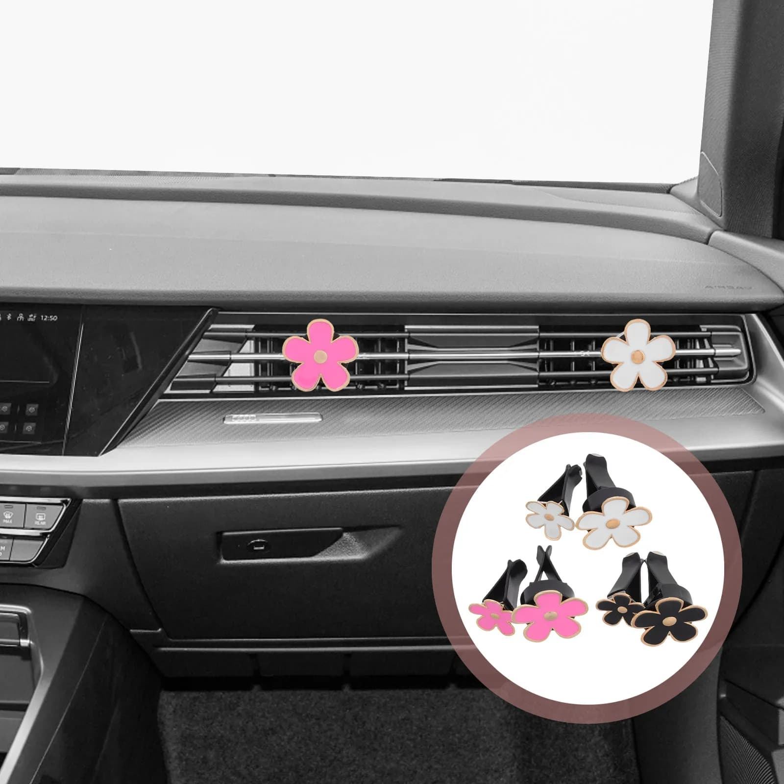 6 Pezzi Clip Deodoranti per Auto a Forma di Margherita per Donne, Eleganti Decorazioni Estetiche per Interni Auto, Diffusore di Fragranza Fresca