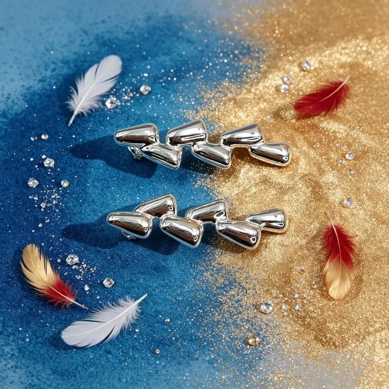 Orecchini a barra ondulata irregolare in argento alla moda per donna