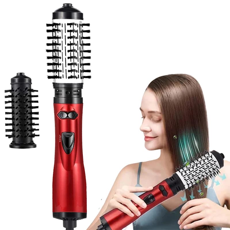 Spazzola Elettrica ad Aria Calda 2 in 1, Styler Intercambiabile, Asciugacapelli Portatile, Piastra e Arricciacapelli in un Unico Strumento
