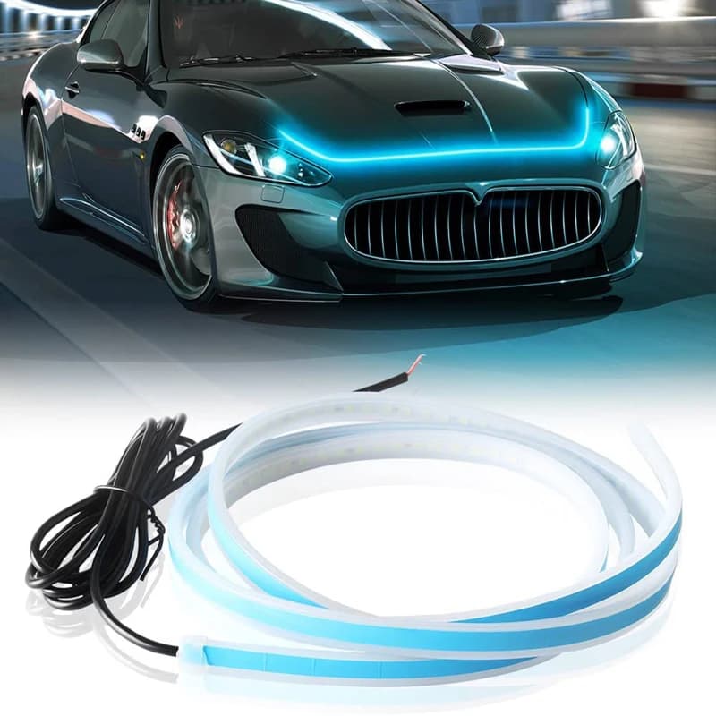 Scansione sequenziale Led luci per cofano Auto 12V striscia faro lampada decorativa per atmosfera per Auto DRL luce di marcia diurna automatica universale
