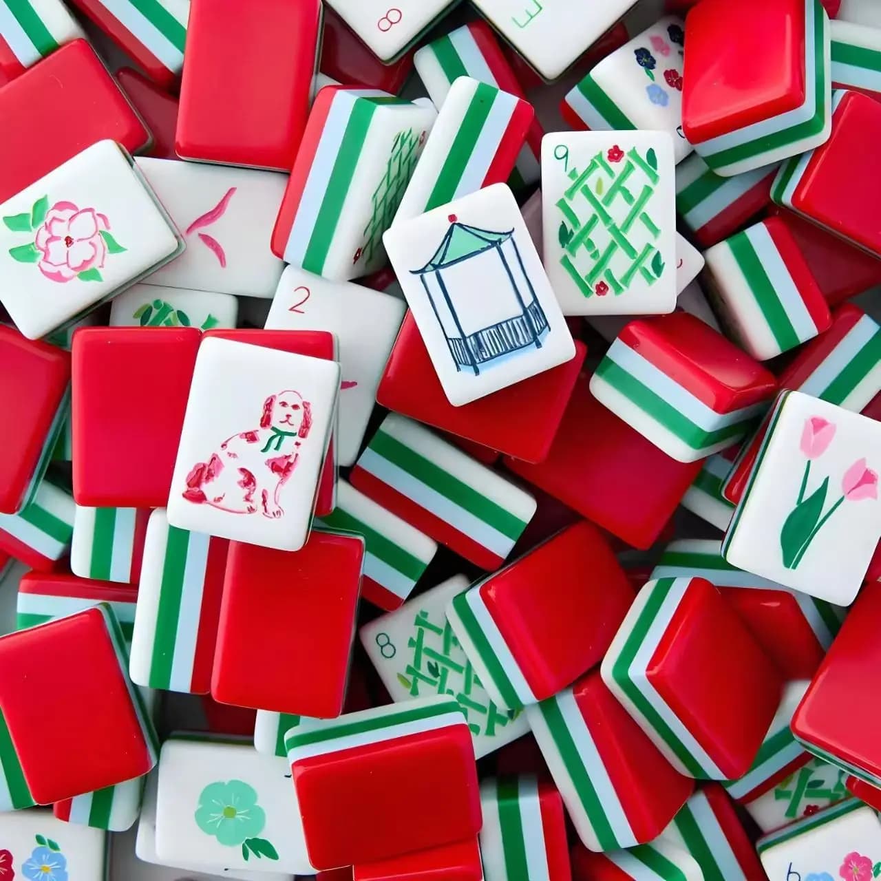 Best Selling USA NMJL Mahjong Set, Engraved & Printed Crystal Acrylic Hand Rub Mahjong Tiles