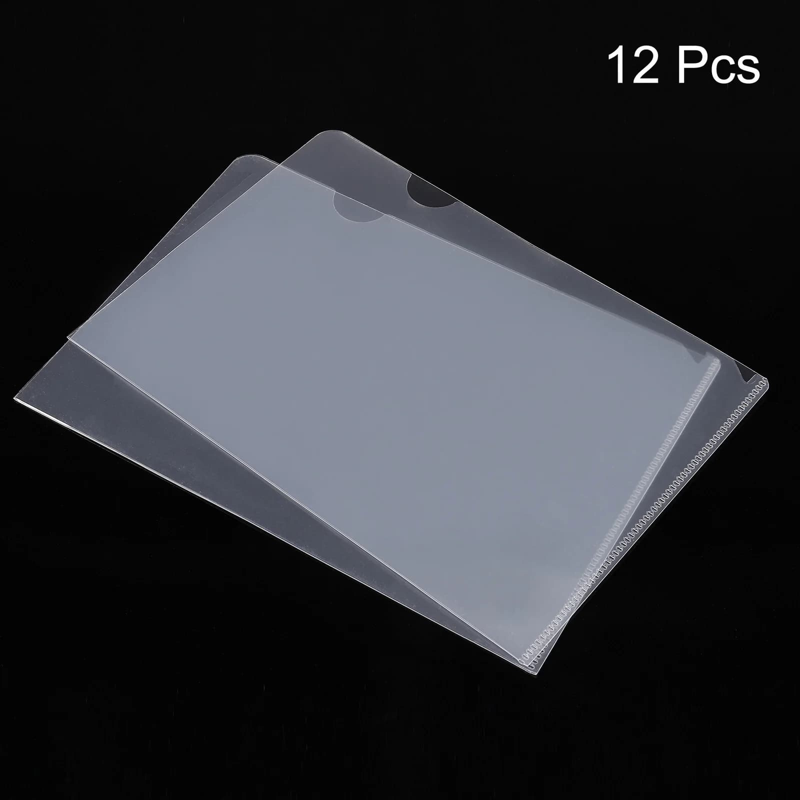 Cartelle tipo L da 12 pezzi A5 8,8 x 6,3" Tasche per progetti di file in plastica Custodia per documenti in carta trasparente per ufficio, trasparente