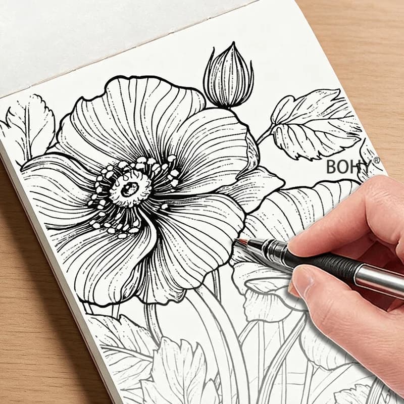 A 24 Page Adult Stress Relief Sketchbook with Intricate Thread Themes, Leisurely Hand Drawing To Pass The Time, Wonderful Gift