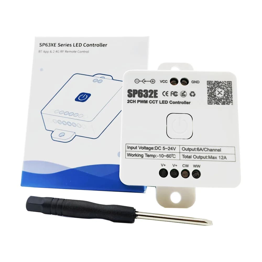 DC5-24V SP632E 2CH PWM CCT Controller LED Controllo APP Blue-tooth per strisce LED bianche doppie CCT
