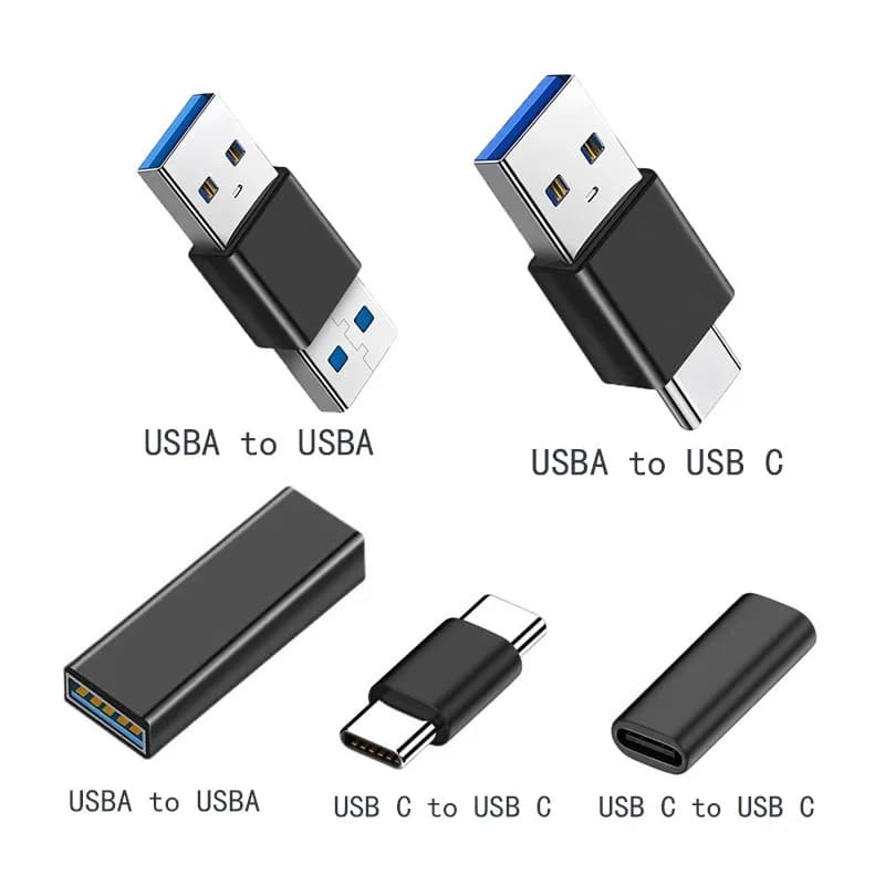 Connettori USB-A a USB-A/USB-C a USB-C con Funzione di Cambio di Genere, Adattatore USB 3.0 Tipo-C Maschio a Femmina per Trasferimento Dati e Ricarica