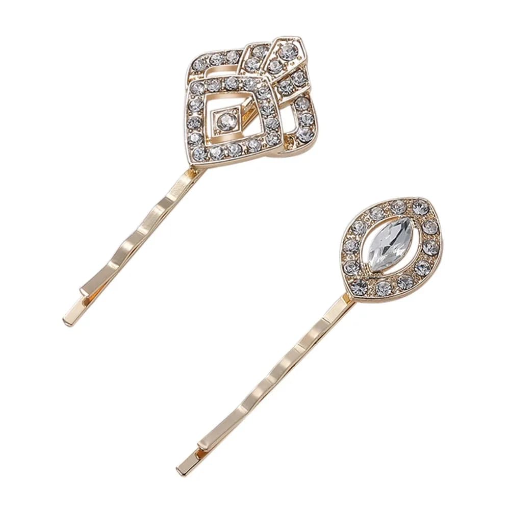 BABEYOND Vintage Hair Clips for Women Hairpins with Crystal Rhinestone Feather of the 1920s Big Gatsby Hair Piece (A-Gold)