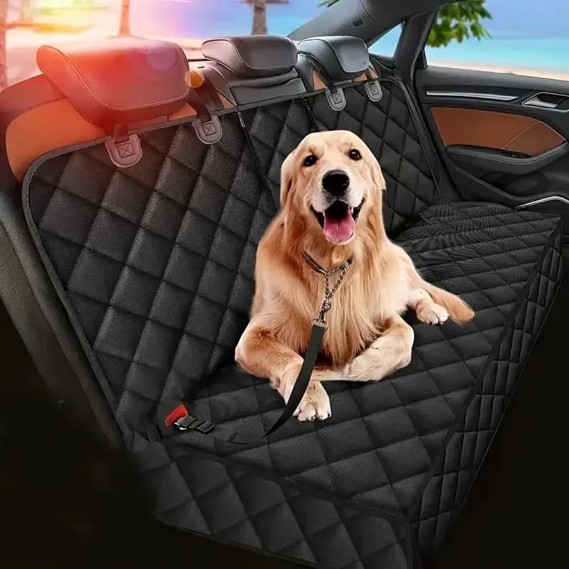 Coprisedile Posteriore per Auto per Cani, Impermeabile e Resistente allo Sporco, Coprisedile per Animali Domestici Nero con Tracolla, Amaca, Materasso da Viaggio per Animali