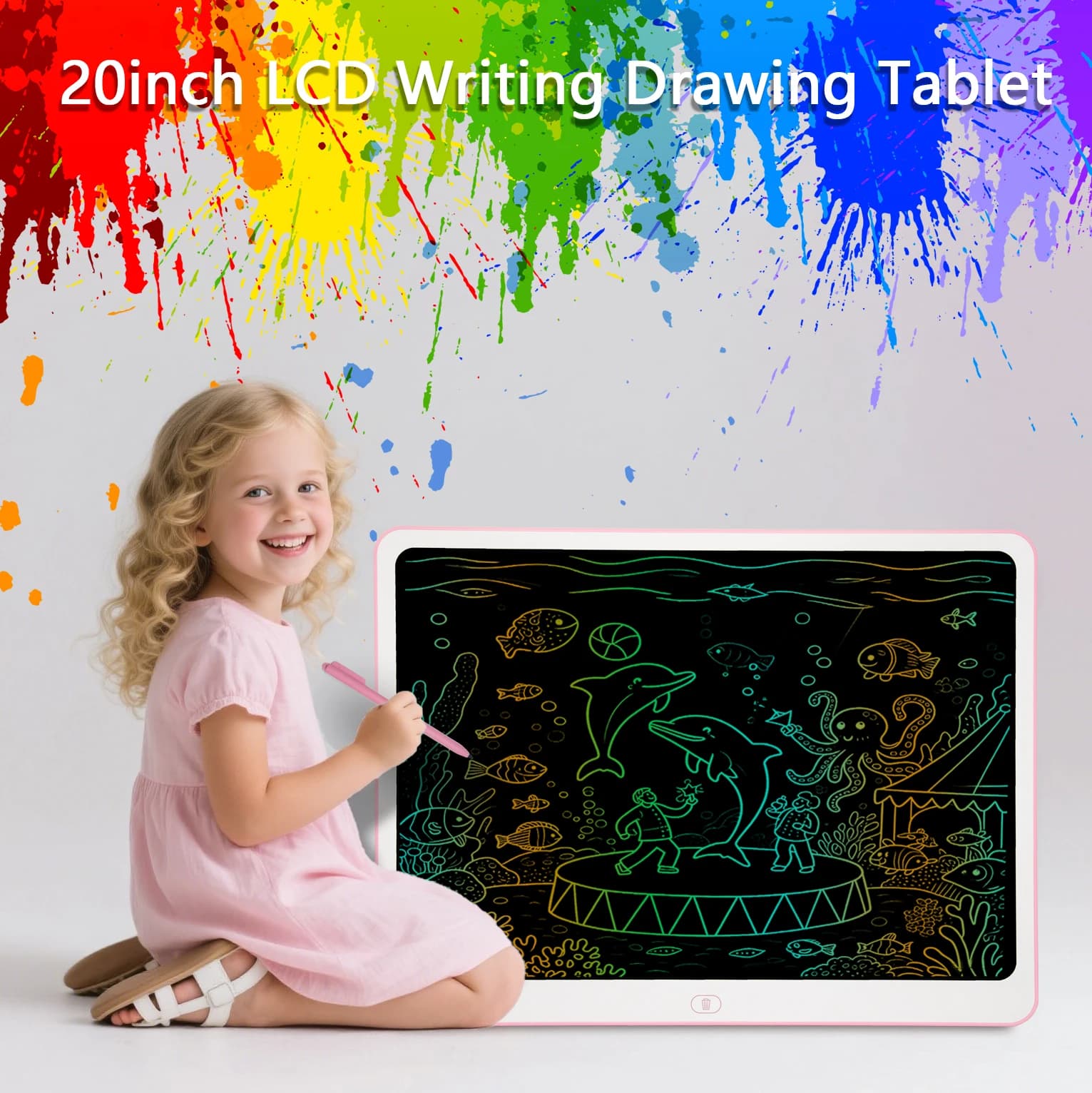 Tablet LCD da 20 Pollici per Disegno e Scrittura, Giocattolo per Bambini per Disegnare, Scrivere, Bozzetti, Visualizzazione Idee e Brainstorming