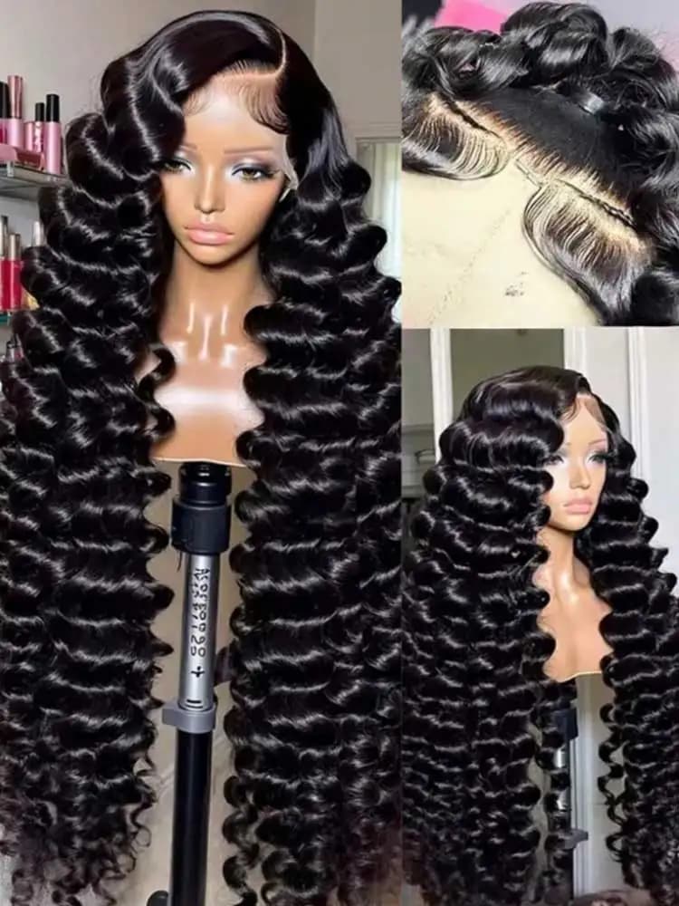 40 Parrucche frontali sciolte a onda profonda da 42 pollici 250% 13x4 13x6 Parrucche frontali in pizzo HD per le donne Parrucche per capelli umani ricci profondi sciolti Remy