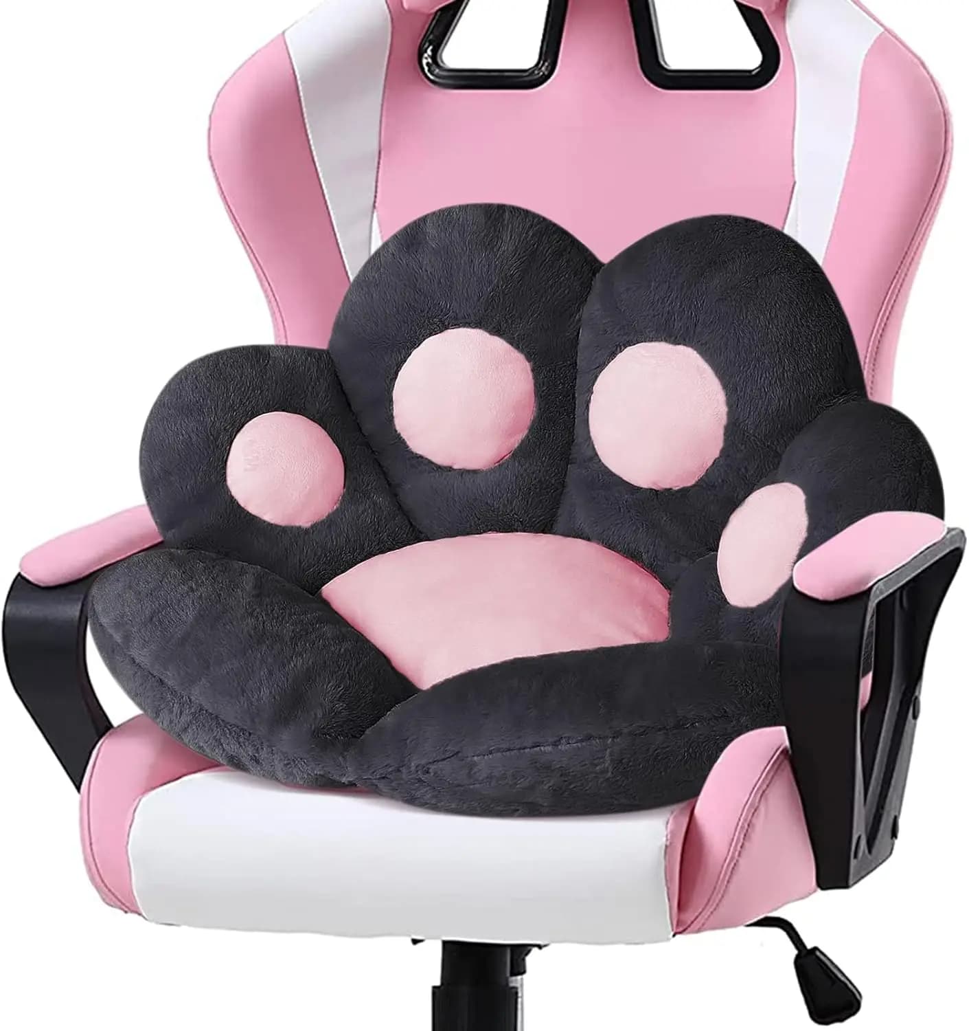 Cuscino a Forma di Zampa di Gatto, Imbottitura per Sedia Kawaii 27.5x23.6 Pollici, Comodo Cuscino da Pavimento per Divano e Ufficio, per Sedie da Gaming, Decorazione per la Stanza, Nero
