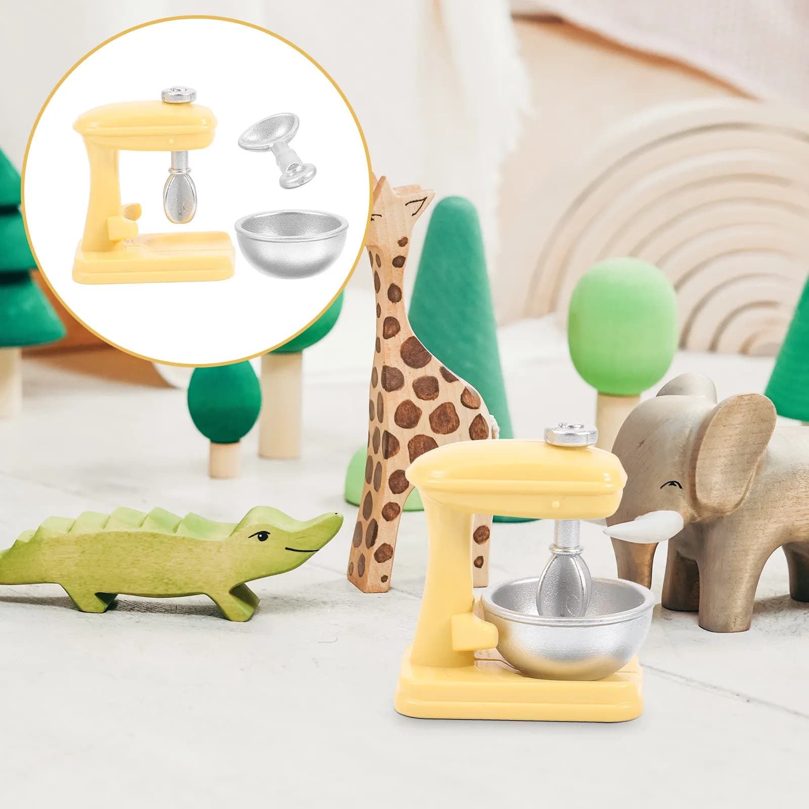 Set Mini Frullatore da Cucina in ABS, Superficie Liscia, Sicuro per Bambini, Giocattolo Accessorio per Cucina, Set Gioco Macchina del Caffè per Bambini