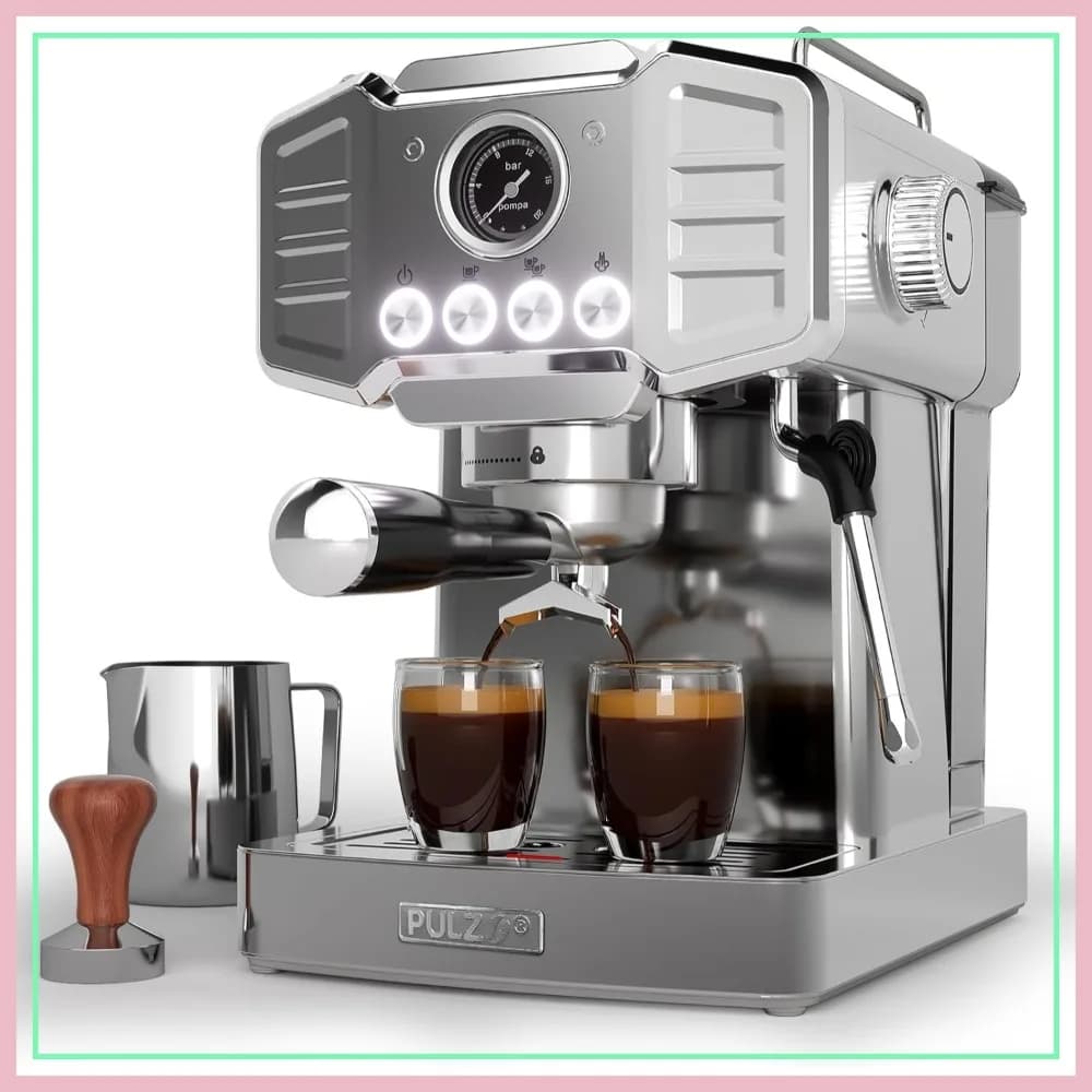 Macchina per Espresso 20 Bar con Lancia Vapore, Caffettiera in Acciaio Inox per Latte e Cappuccino