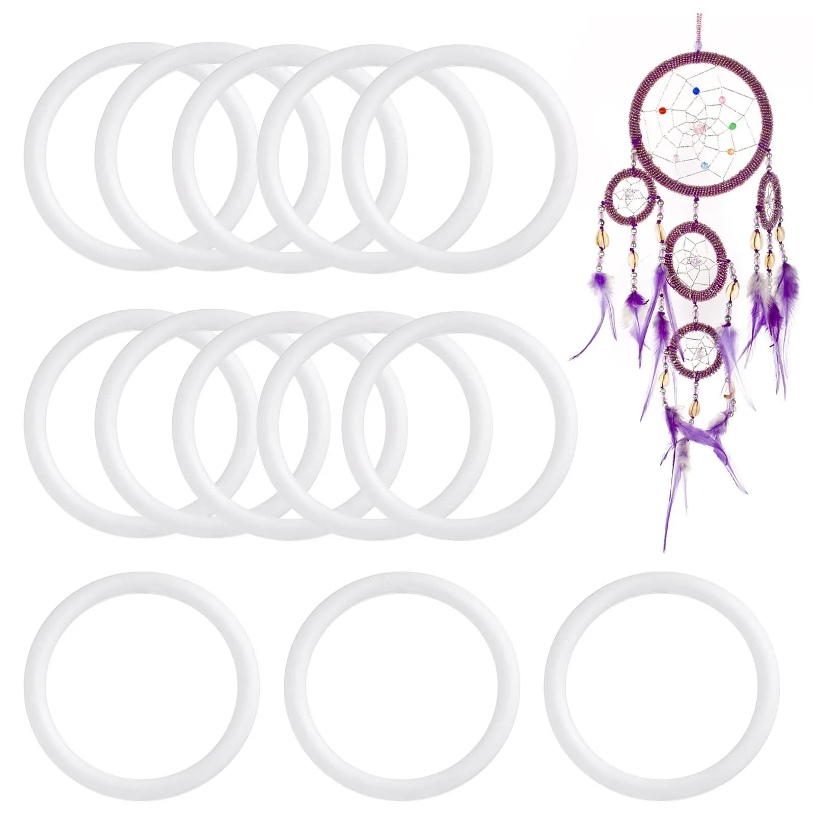 30Pcs Dreamcatcher Plastic Hoops White 8.5cm for DIY Dreamcatcher Materials Mandalas Craft Projects Plastic Ring