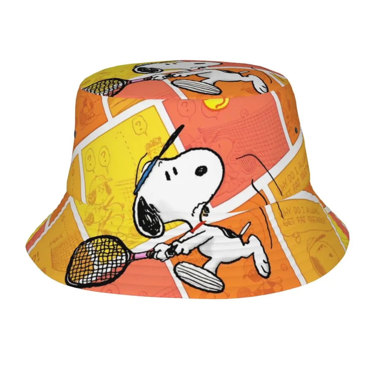 Women Men Bucket Hat Snoopys Play Tennis Summer Beach Hatwear Lightweight Vacation Fishing Caps Boonie Hat Dropshipping