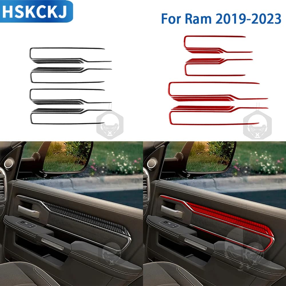 Per Dodge Ram 2019 2020 2021 2022 2023 Accessori In Fibra di Carbonio Auto Interni Maniglia Della Porta Telaio Trim Adesivo Decorazione
