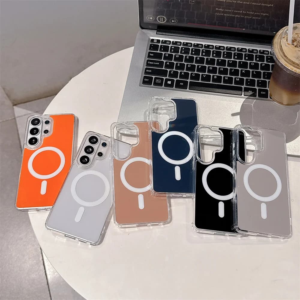 Acrylic Magnetic Case for Samsung Galaxy S26 Plus + S25 Edge S24 FE S23 S22 Ultra A57 A56 A37 A36 A17 A16 A07 A06