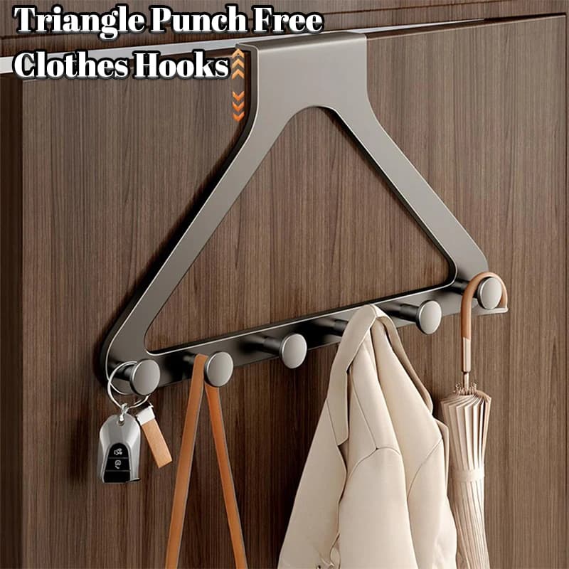 Punch Free Clothes Hooks Triangle Traceless Wall Mounted Hanger Over The Door Hooks Coat Rack No-drill Dorm Sundries Hanger
