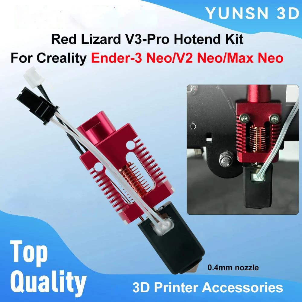 Kit Hotend per Creality Ender 3 Neo/V2 Neo/Max Neo, Kit Hot End Red Lizard V3-Pro con ugello in rame placcato da 0,4 mm per stampante 3D
