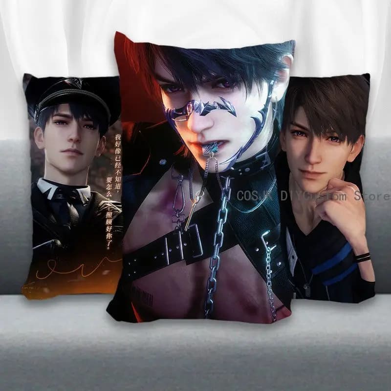 Anime Love and Deepspace Caleb Cosplay Poliestere Pelle di pesca Cuscino di tiro Cartone animato Cuscino per schienale Cuscini lunghi Divano Ornamento Regalo