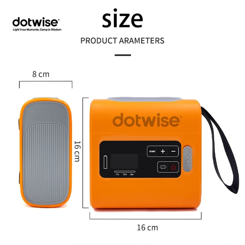 DOTWISE 22PSI camping pump for inflatable mattress, kayak paddle, inflatable tent, high flow wireless portable electric air pump for outdoors
