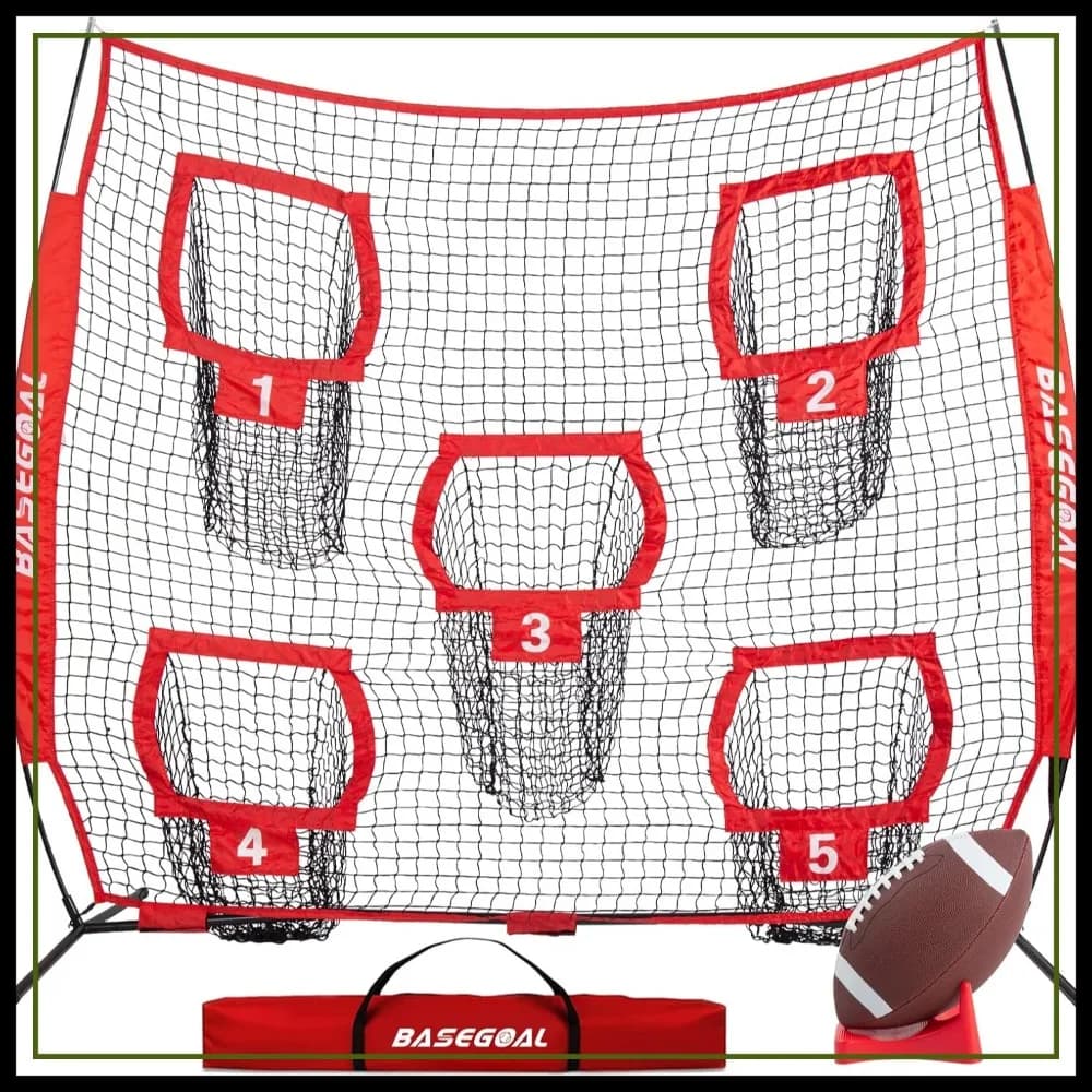 Rete da Lancio per Allenamento di Precisione del QB nel Football Americano, 8x8 ft o 7x7 ft con 5 Tasche Bersaglio