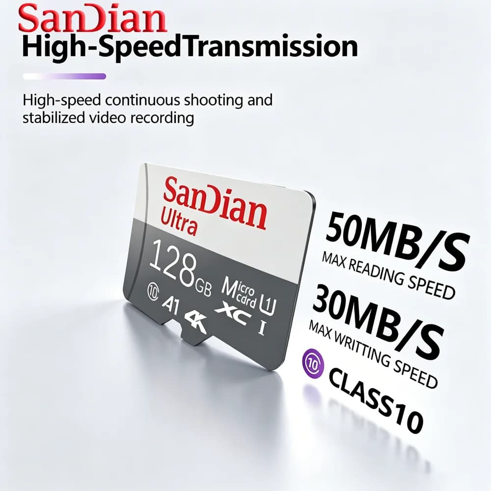 U3 V30 A2 Micro SD 128G 256G Memory Card High-Speed TF Card for Car Dash Cam Security Surveillance System 4K UHD Video Recording