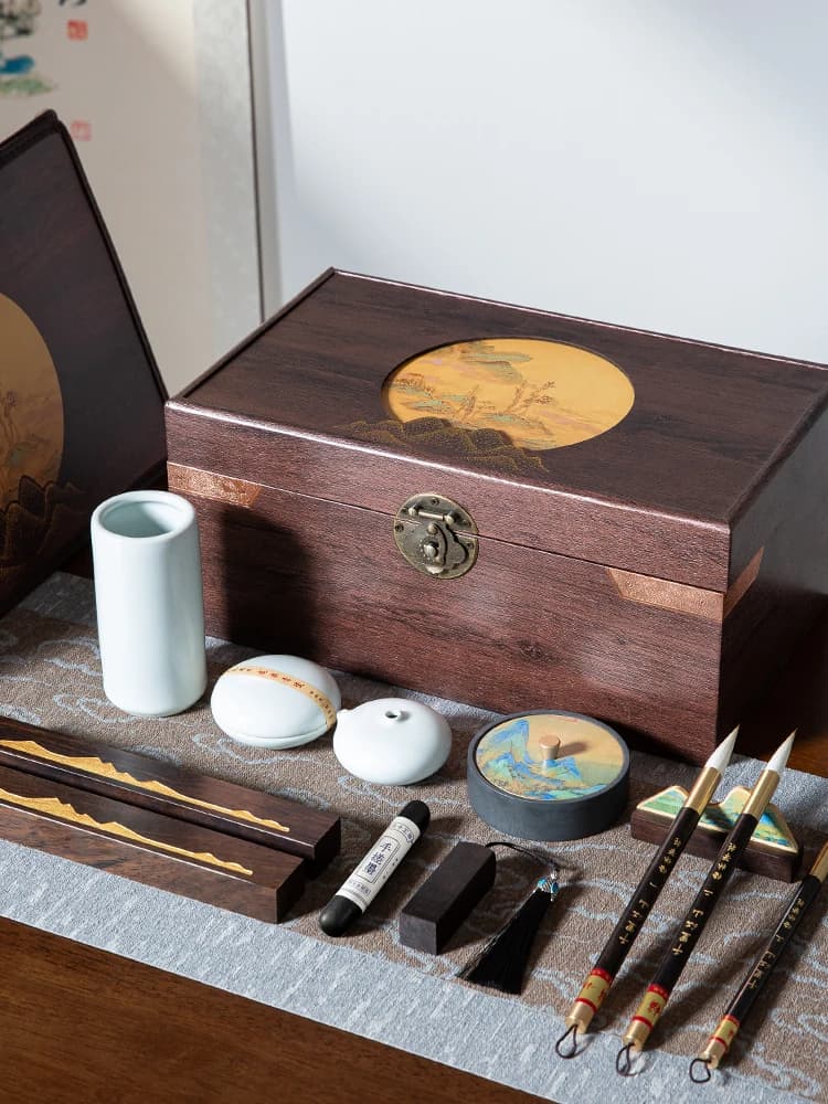 Merlin Pen Zhuang Study Four Treasures Set High-end professional-grade calligraphy special inkstone brush holder beginner entry