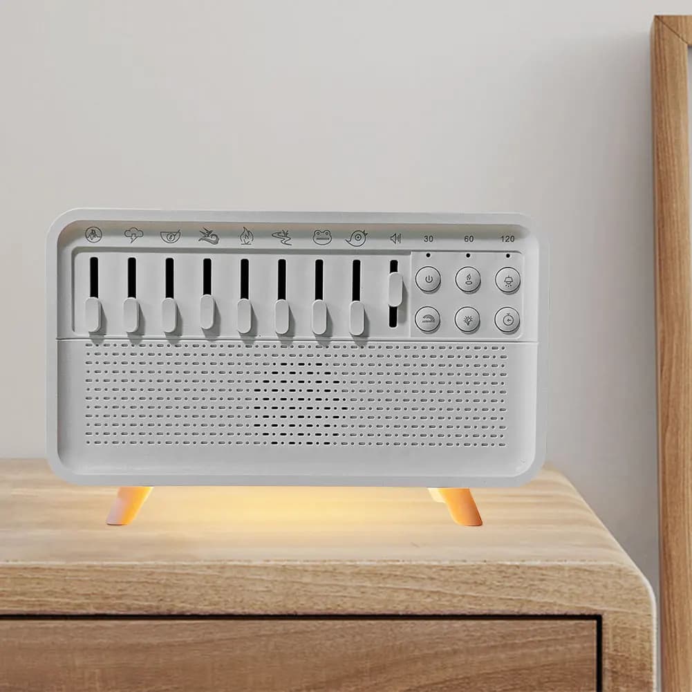 Diffusore di Oli Essenziali con Rumore Bianco per il Sonno, Diffusore d'Aria a Fiamma, Umidificatore con Altoparlante BT e Luce Notturna per Camera da Letto