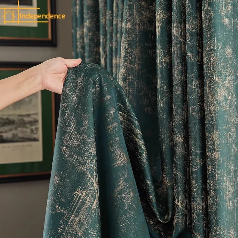 Tende fonoisolanti addensate verde scuro jacquard doratura paesaggio in stile cinese per soggiorno camera da letto finestra francese