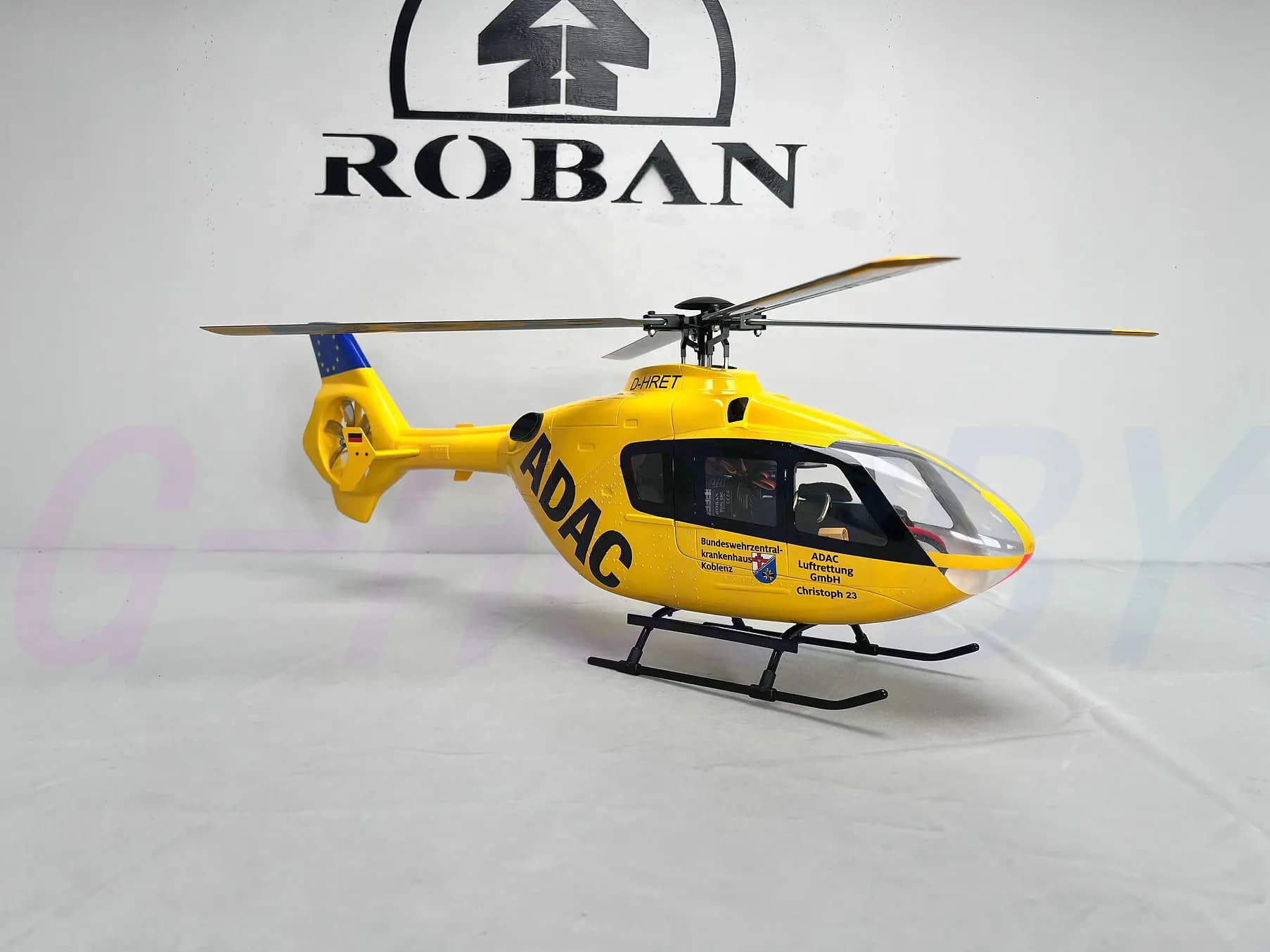 Roban RTF 450Size EC135 Giallo Blu Coda Elicottero RC 4 pale X2 Modello