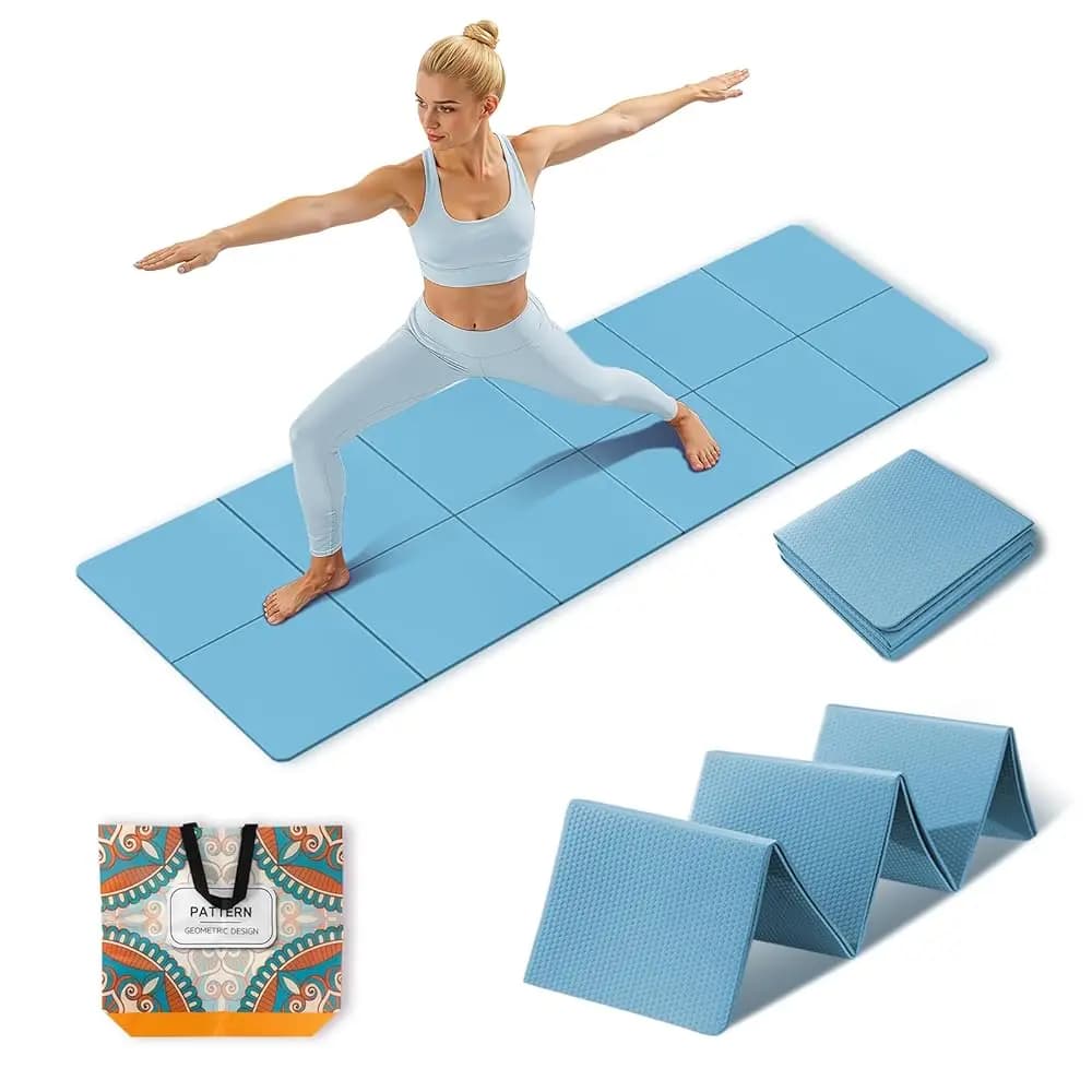 Tappetino da yoga pieghevole da viaggio 72x24x0,24, tappetino per esercizi leggero e antiscivolo, tappetino pieghevole portatile per yoga, pilates, st