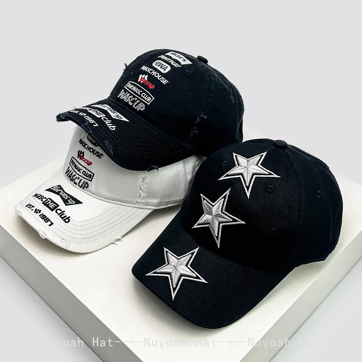 Nuovi unisex stelle stereoscopiche lettera ricamo cappelli da baseball parasole hip hop versatile personale berretti con visiera moda Distress