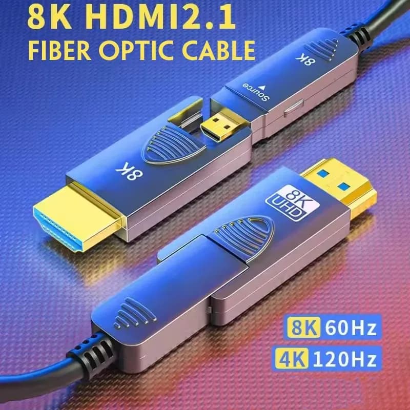 Cavo in fibra ottica filettato 8K HDMI 2.1 8K60Hz 4K120Hz Tipo A a D Testa singola estraibile staccabile per set-top box per proiettore HDTV