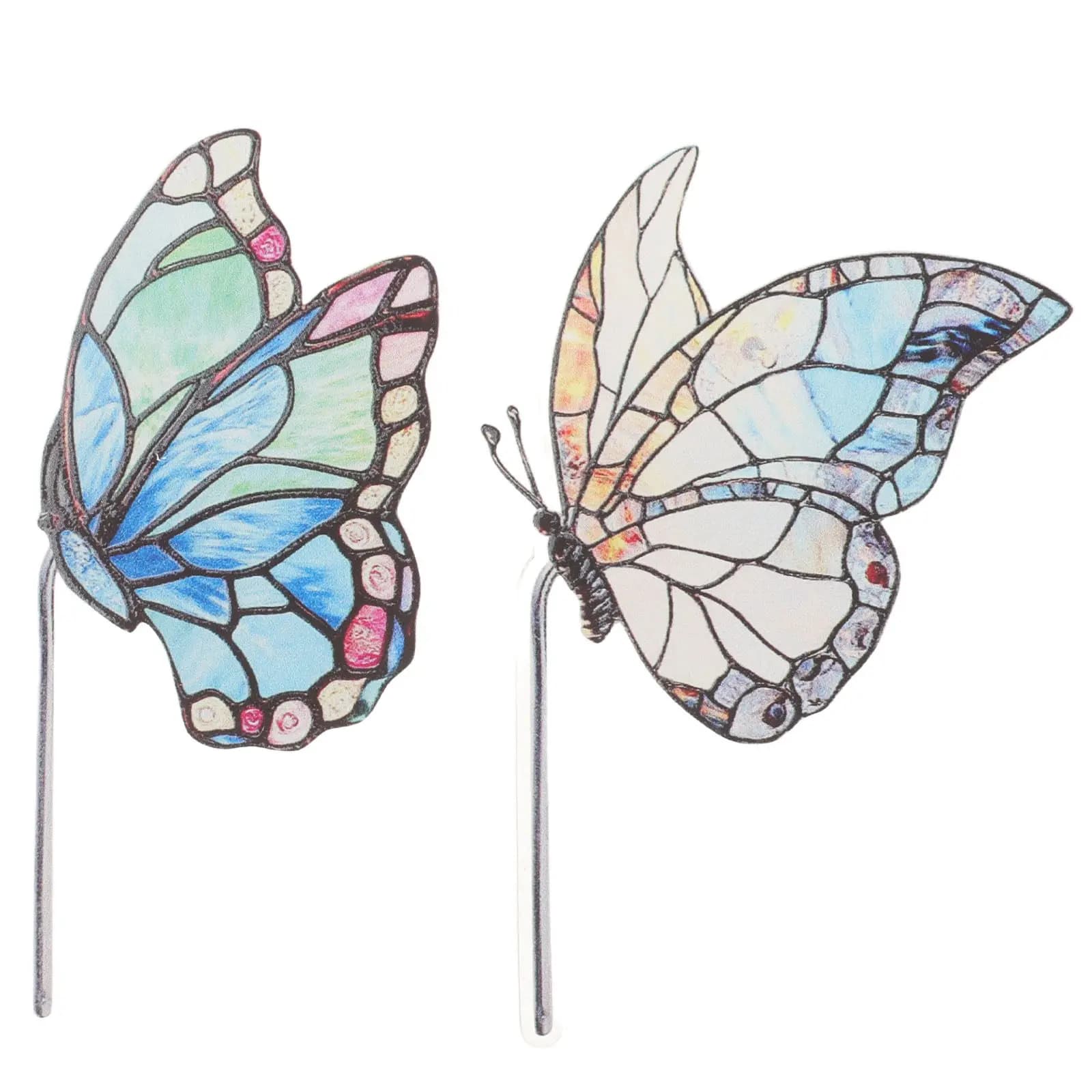 2pcs Acrylic Butterfly Suncatcher Rainbow Butterfly Garden Stakes for Flower Pot Decor Outdoor Indoor Plant Decoration