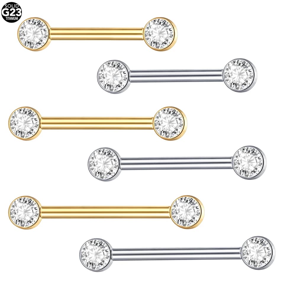 1PC Titanio PIERC Colore Oro Anello Del Capezzolo Bilanciere CZ 14G Lunetta-Set Ear Bar Piercing Bilanciere Capezzolo Mamilo Piercing Gioielli Delle Donne