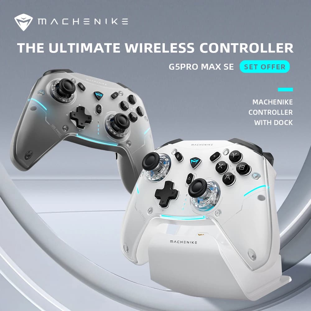 Controller da gioco MACHENIKE G5Pro Max SE con dock di ricarica Joystick opzionali ad effetto Hall Trigger Gamepad wireless con luce RGB