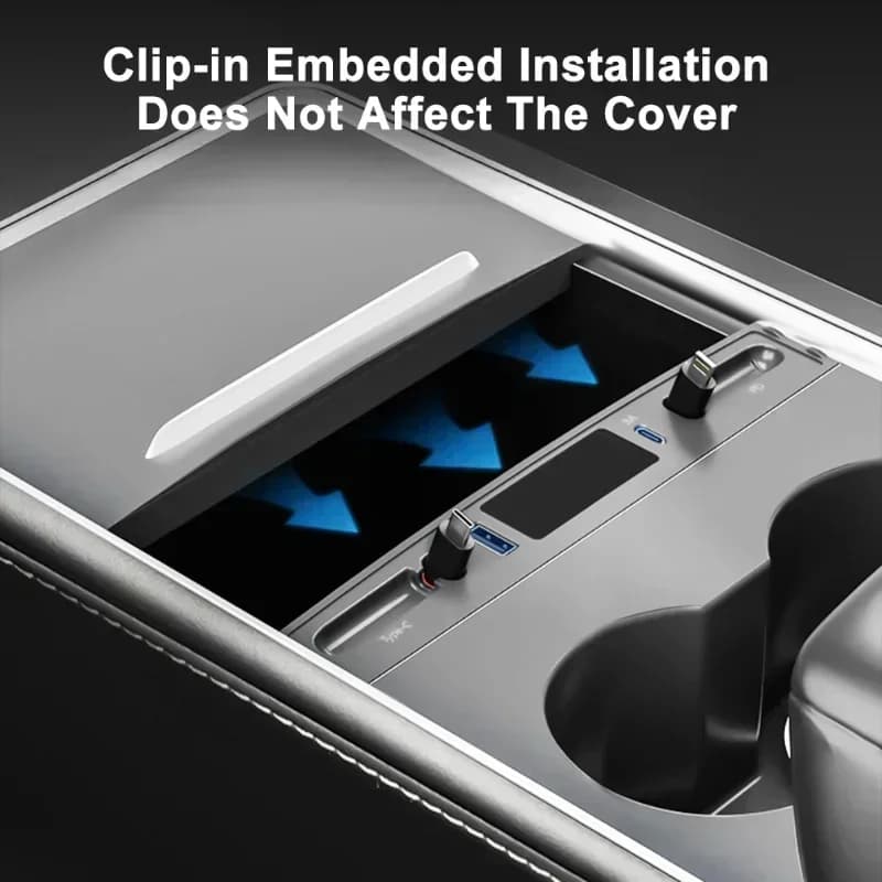 Docking station Tesla Model 3 Y 27W Quick Charger USB Shunt Hub Extension Central Console Intelligent Sensor Accessories 2021-2023