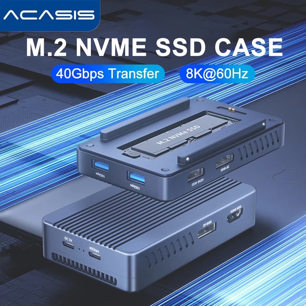 Acasis 40Gbps Thunderbolt NVMe SSD Custodia Docking Station Hub USB-C 8K 60HZ Custodia ad alta definizione SSD DP1.4 per MacBook Pro
