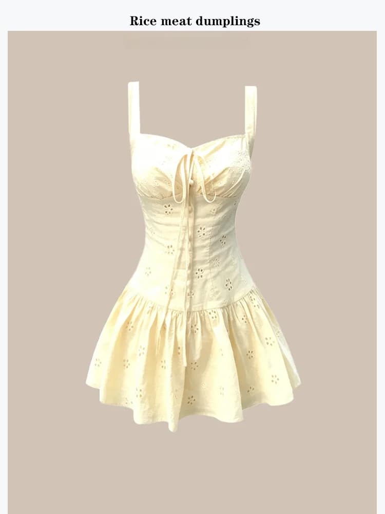 Sexy Embroidered Waist-Cut Dress Women's Summer Design Date Strapless Cotton Gown Soft Elastic A-Line Skirt Zipper Closure