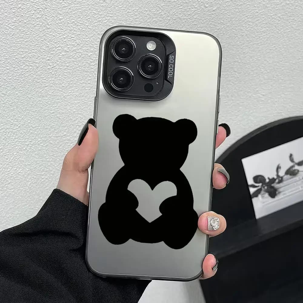 Black Bear Back Pattern Phone Case Suitable for iPhone 17 16 15 14 13 12 11 Pro/Max/Plus Anti Drop and Anti Shock Back Cover