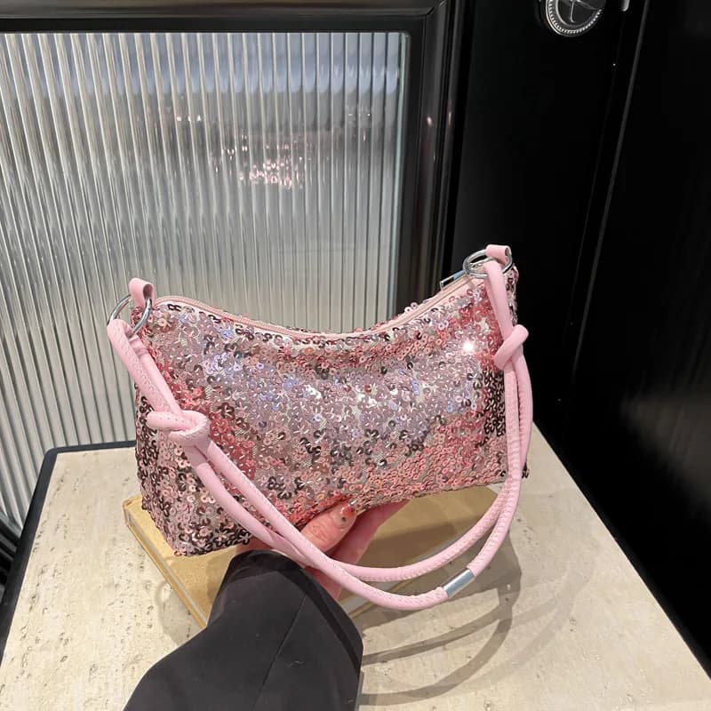 Solid Color Sequins Crossbody Bags Fashion INS Sequins Shoulder Bags Phone Purse Handbag Luxury Evening Clutch Bag Girl